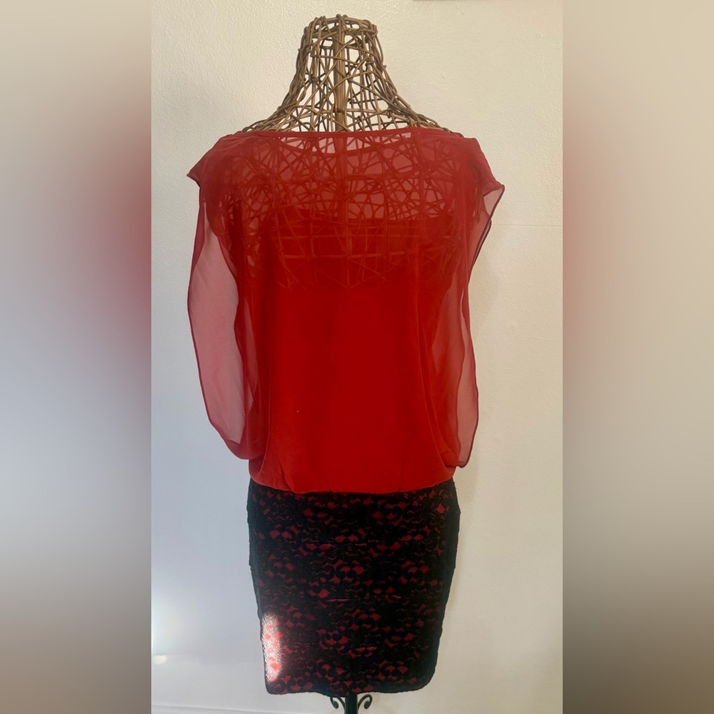 Enfocus Studio Red and Black Mini Dress